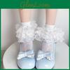 Lolita Butterfly Bow Lace Trim Socks For Girls Summer Wear With Sweat Absorption