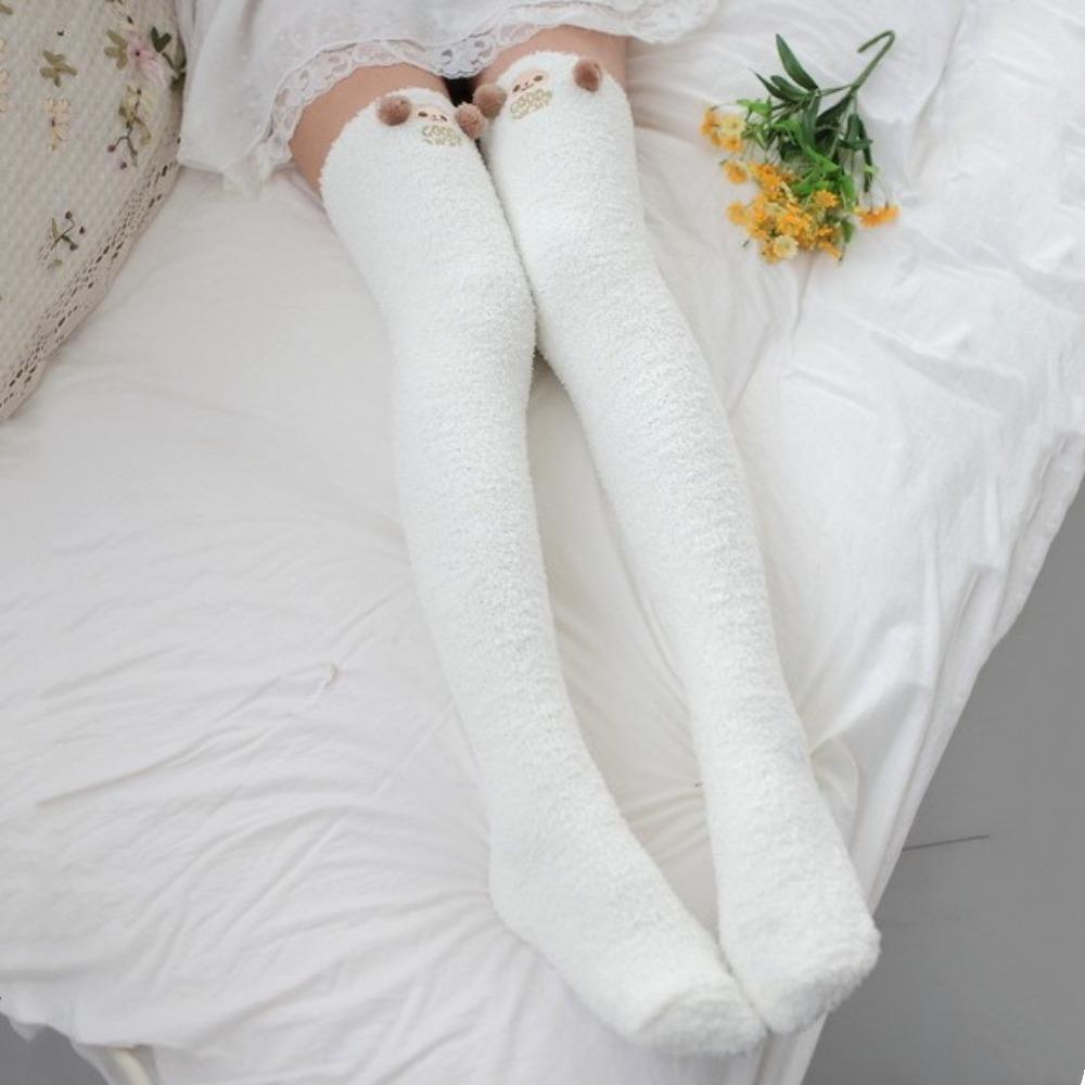 Cartoon Kälbchen Schnee Socken Gestreifte Winterstrümpfe Damen Korallenfleece Strümpfe Kinder Strumpf