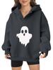2025 new European and American Halloween women's hooded sweater front and rear pattern winter fleece loose casual