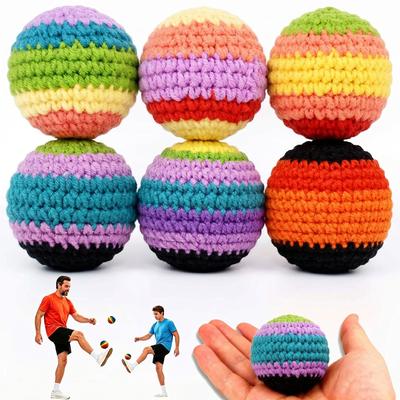 Handgestricktes Hacky Sack Fußsack Set, Baumwoll-Häkel-Kickbälle, Geometrische Jonglierbälle für Kinder Erwachsene Outdoor-Spiele