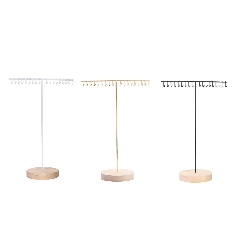 Efficient Iron Necklace Hanging Stand Space Saving Iron Necklace Hanger with Wood Base for Personal Jewelry Collection