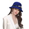 Autumn and winter new women's woolen top hat Hepburn style small brim basin hat pearl decoration French retro fashion shows small face