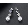 CMM Elegant White Gold Color AAA Cubic Zirconia Beads Drop Earrings