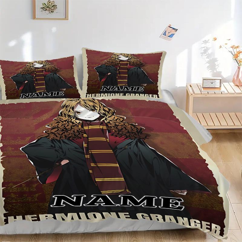 Custom Textile Harry Potter Floral Bedding 3 Piece Set HD Print Duvet Cover Pillowcases for Teens Adult Bedroom Decoration