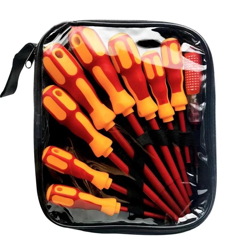 Insulated Screwdriver Set 1000V Magnetic Screw 9/10PCS Driver Slotted Phillips Screw Driver Kit Electrician Repair Hand Tools