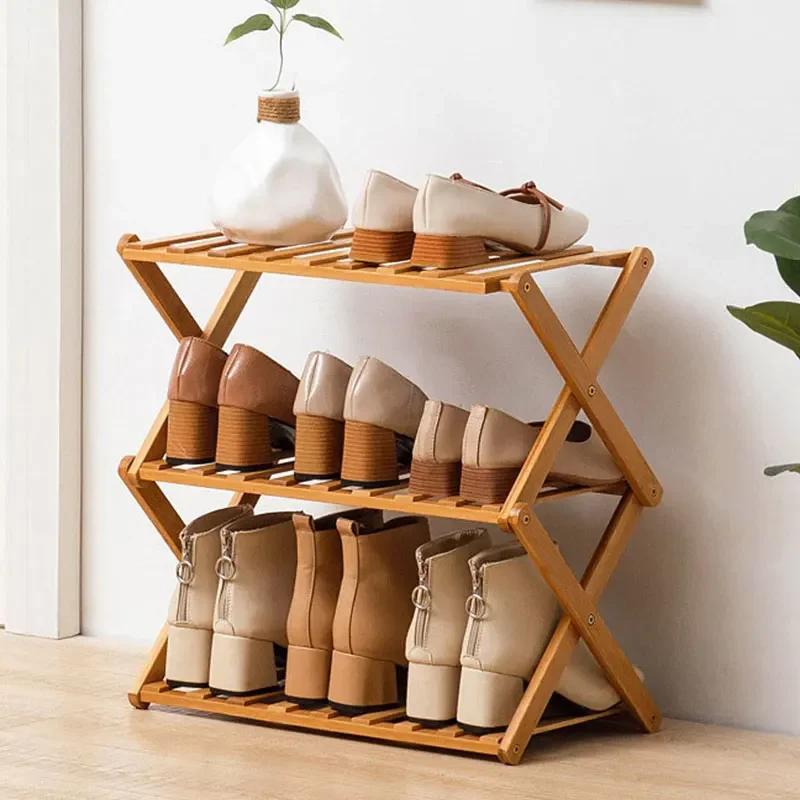 Mehrschichtiges einfaches Schuhregal Holz Klappschuhschrank Schlafsaal-Organizer Staubdichte Eingangslagerregale Heimdekoration