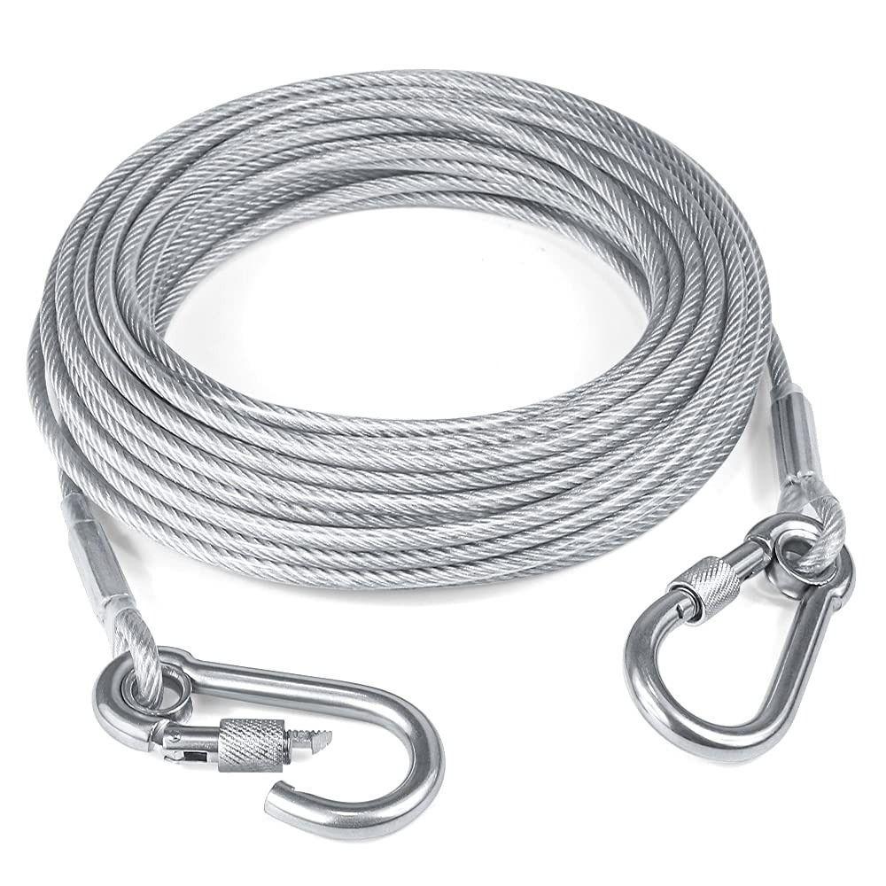 Heavy Duty Stainless Steel Dog Tie Out Cable Double-Headed Dog Tie  Outdoor Training 2mm*3m серебряный