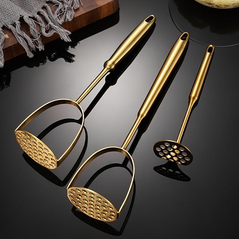 Stainless Steel Potato Masher Manual Food Crusher with Fine Grid Presser for Garlic Pumpkin Purees Multi-functional Kitchen Tool