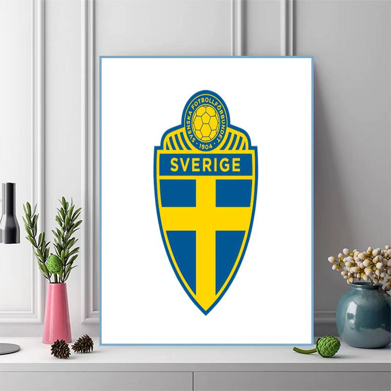 Sweden national football logo Pattern 3pcs 100% Round Full Drill 5D DIY Diamond Painting Embroidery Cross Stitch Rhinestone Décor