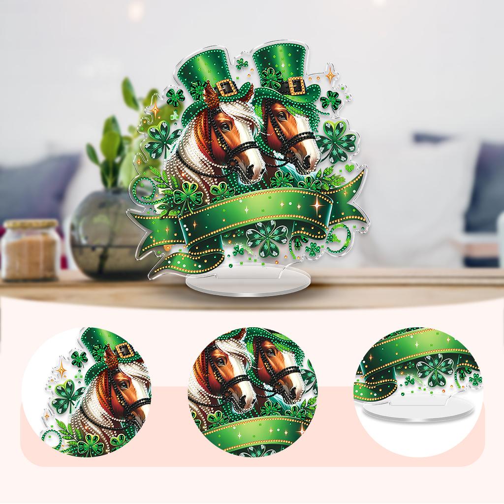 St Patricks Day DIY 2D Flat Acrylic Diamond Art Decorations Double-Sided Printed Single-Side Drill Crystal Art Craft Decoration