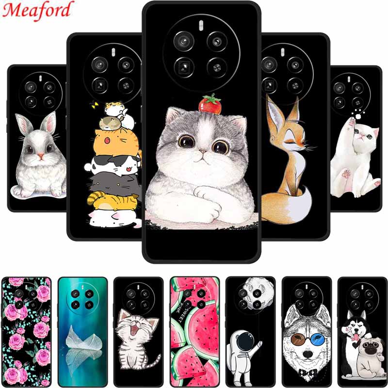 Funda For Honor Magic7 Pro Case Cute Cartoon Black Silicone Soft Phone Cases For Honor Magic 7 Pro Back Cover Case 7Pro Coque