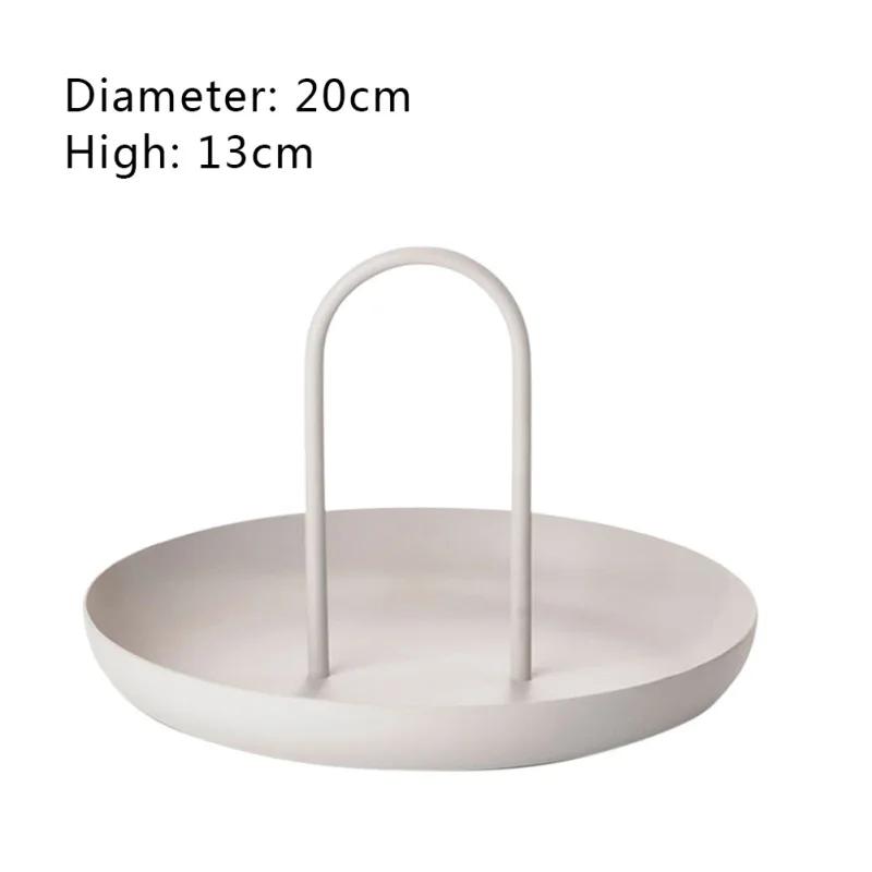 Nordic Storage Tray Round Jewelry Diaplay Trays Living Room Table Meal Snack Tray Makeup Storage Plate with Handle Home Decor