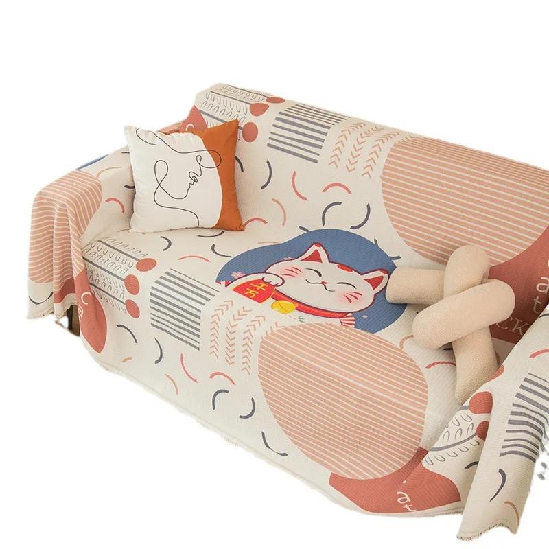 Polyester Baumwolle Bedrucktes Sofa Handtuch Chenille Sofa Decken All-Inclusive Überwurfstoff Vier Jahreszeiten Sofa Handtuch Anti Katzenkratzer
