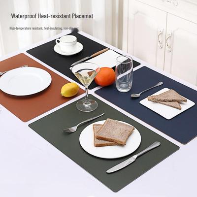 Double-Sided Luxury Nordic Leather Table Mat: Waterproof, Oil-Proof, Heat-Insulating, Non-Slip, Rectangular Design