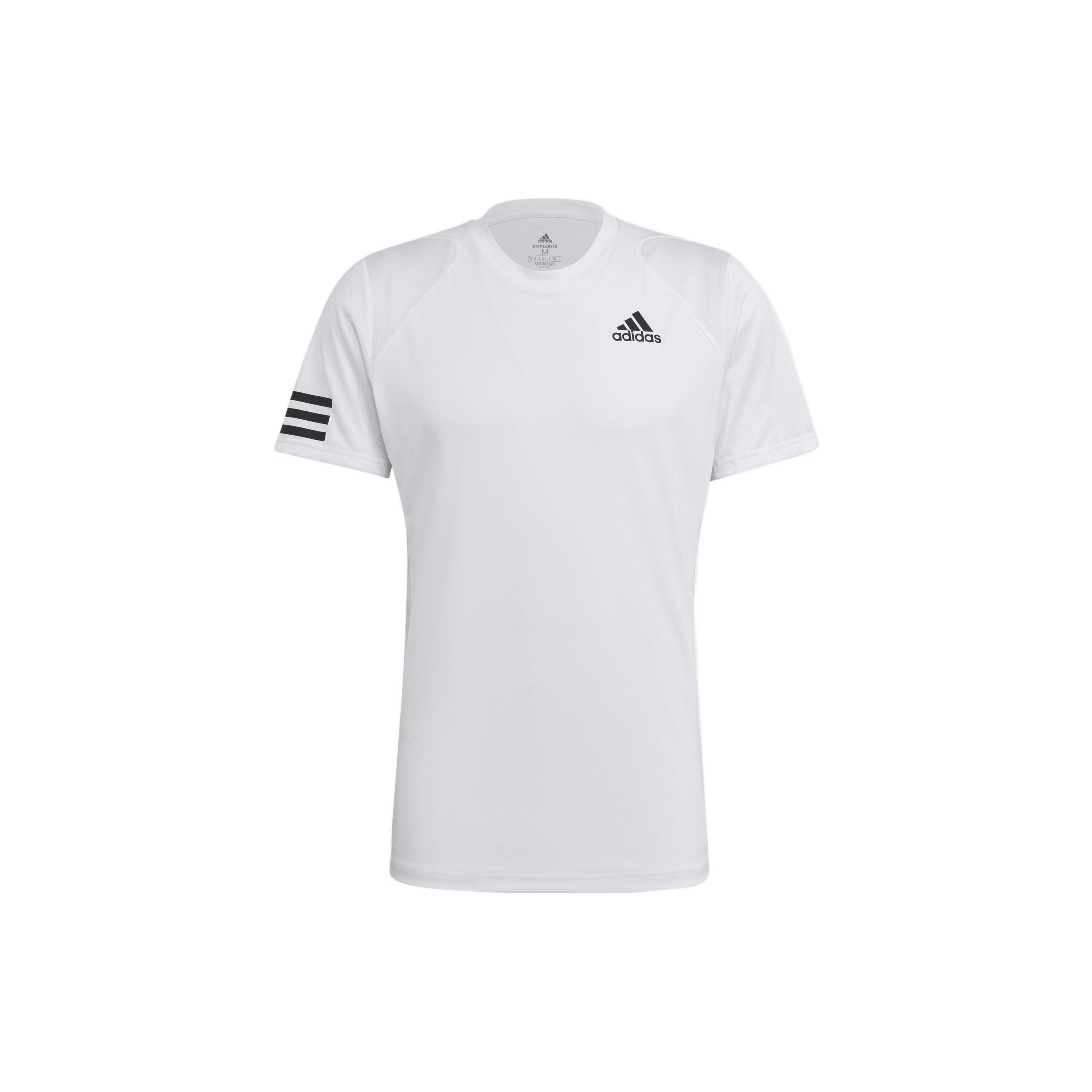 adidas Stripe Round Neck Pullover Logo Printing Solid Color Short Sleeve White Men s GL5401 XS