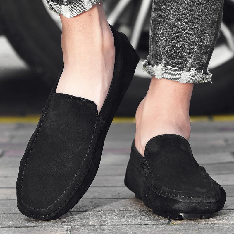 Designer Genuine Leather Cow Suede Men Shoes Luxury Brand Casual Formal Mens Loafers Moccasins Footwear Black Male Driving Shoes