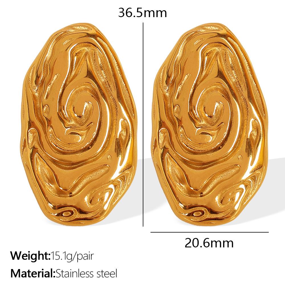 Серьги Титановая сталь персонализированный дизайн Овальные неправильной формы спиральный узор вихрь серьги-гвоздики особой формы