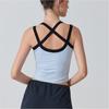 Contrasting Sports Underwear Yoga Suspender Vest Sexy Ribbed Inner with Chest Pad Outer Wear Cross Back Women