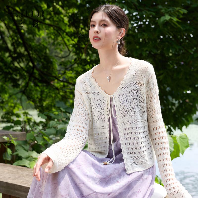 New Chinese Style Hollow Knit Sweater L