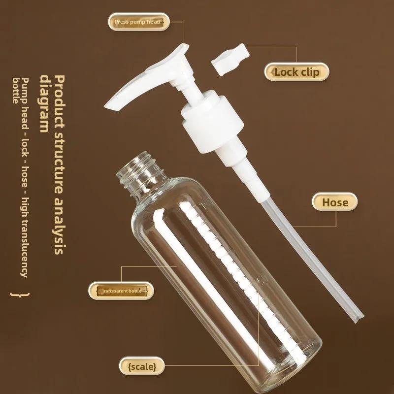 50/100/120/150/200/250/300/400ml Transparent Plastic Snap-on Pump Refillable Bottle Shampoo Portioning Travel Bottle