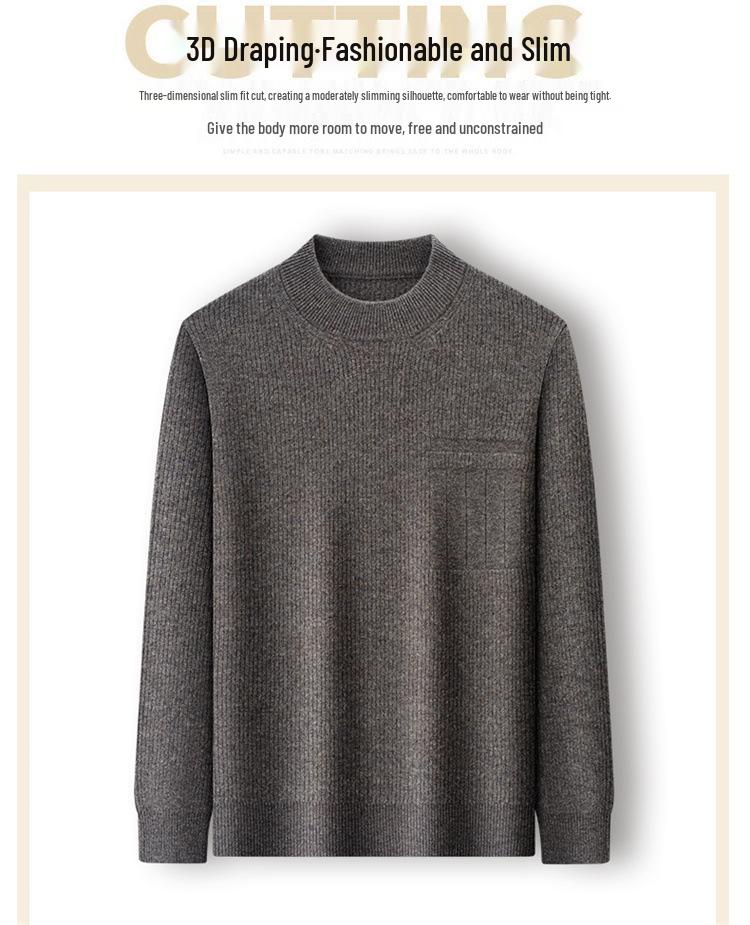 Men's 2025 Winter Wool Sweater: Fashionable Korean Style, Loose Fit, Thickened Round Neck for Middle-Aged and Young Men.