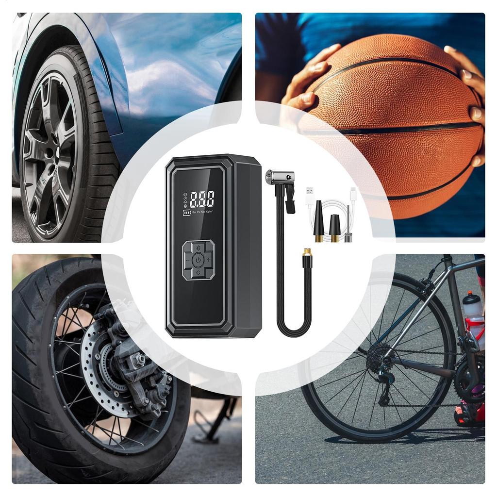 Tire Inflator With Lights Digital Display Vehicle Accessories Portable Tire Pump Air Compressor For Car For Motorcycle Bike