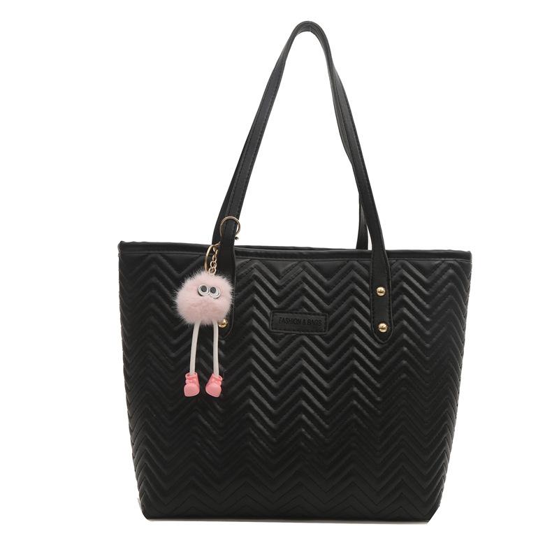 Water Corrugated Stitching Tote Bag for Women's Bag New Simple Large Capacity Shoulder Bag Solid Color Niche Handbag