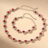 Colorful zircon necklace and bracelet two-piece set for women, fashionable and luxurious full-diamond jewelry set, decorative accessories for women