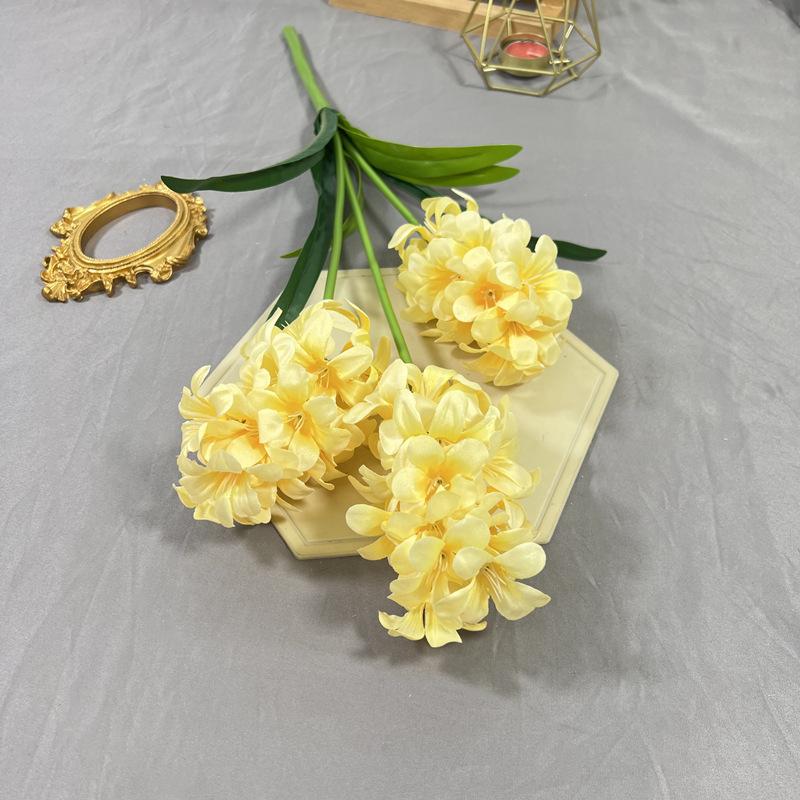 5pcs  Artificial Hyacinth Orientalis Flower Branch with Green Leaves Three Forks Hyacinth