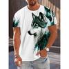 Men's T-shirt Wolf Print Casual Streetwear Fashion Short-sleeved Pullover Summer Outdoor Sports Top Tee Oversized Clothing
