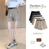 Women's High-Waisted A-Line Cuffed Suit Shorts - Spring 2025 Casual Fashion, Loose-Fit, Slimming, Wide-Leg Design.