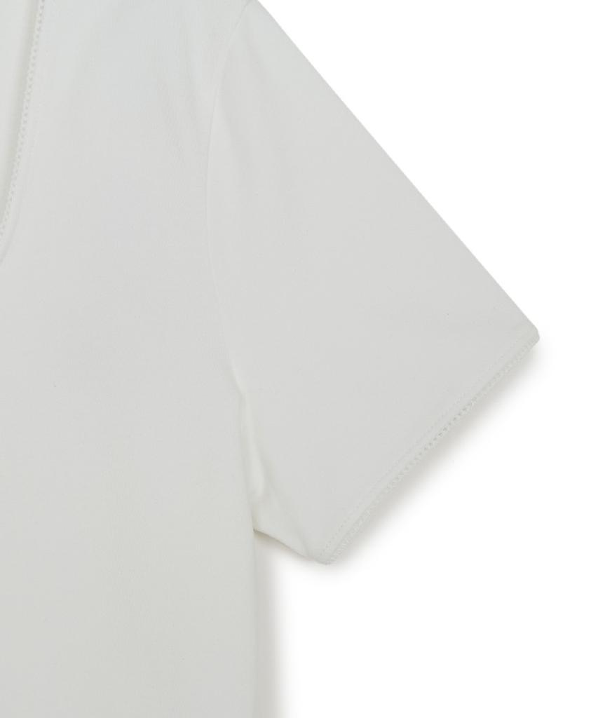 Emelbi Women'S Basic Lace Square Neck Slim Semi-Crop Short Sleeve T-Shirt Ny (White)