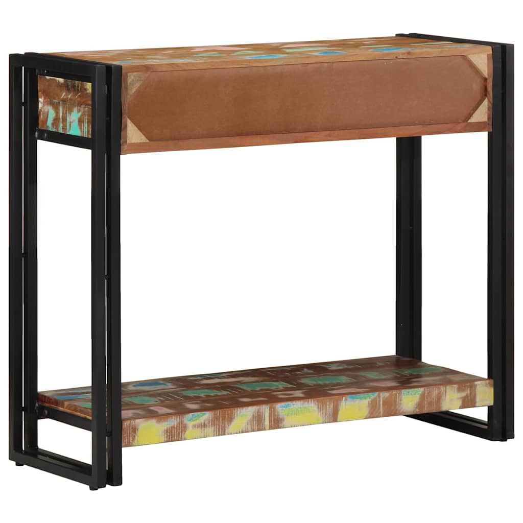 Console Table with Shelf Multicolored Solid Upcycled Wood