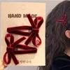 Minimalista Bowknot BB Clip Vinho Vermelho Novos Grampos Outono Inverno Clipe Lateral Novo Bang Clipe Cabelo Cortado Grampos Grampos Cocar