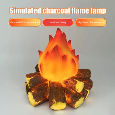 Flickering Flame Effect LED Light Portable Fake Campfire Night Light with Adjustable Brightness Christmas Table Fireplace Decorations