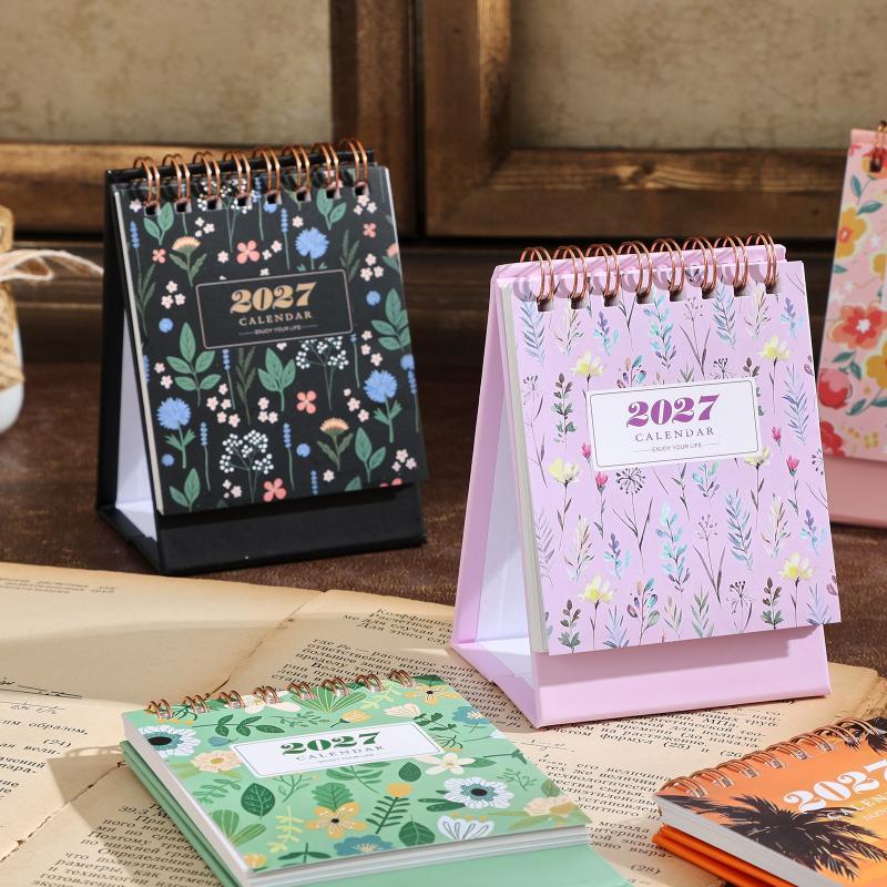Mini Small Desk Calendar 2026 To Dec 2027 Portable Spiral Monthly Calendar Daily Organizer For Desk Home Yearly Planner