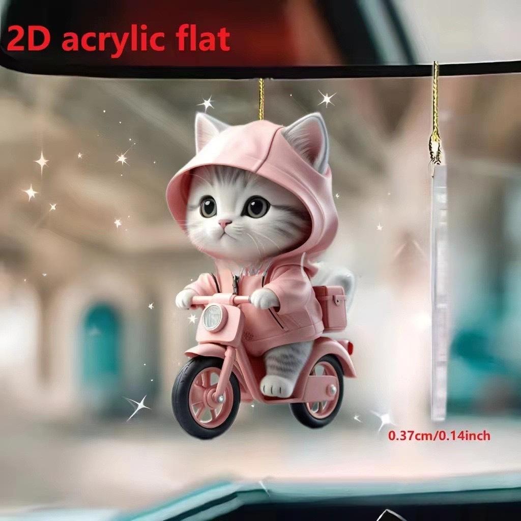 Bil bakspeil 3d Katt hengende anheng Dyreform Ornamenter Ryggsekktilbehør Cretive pryder Dekorativ innredning for bil