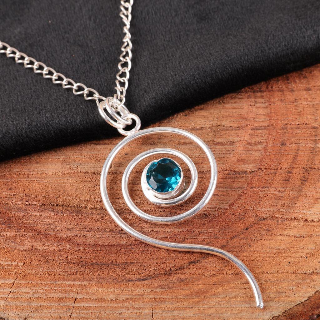 Apatite Handmade Silver Jewelry, 925 Sterling Silver Pendant, Handmade Beautiful Gemstone Jewelry, Apatite Pendant For Her