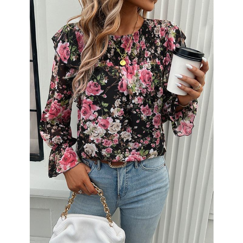 Printed Shirt Female Temperament Long-sleeved Shirt Blouse