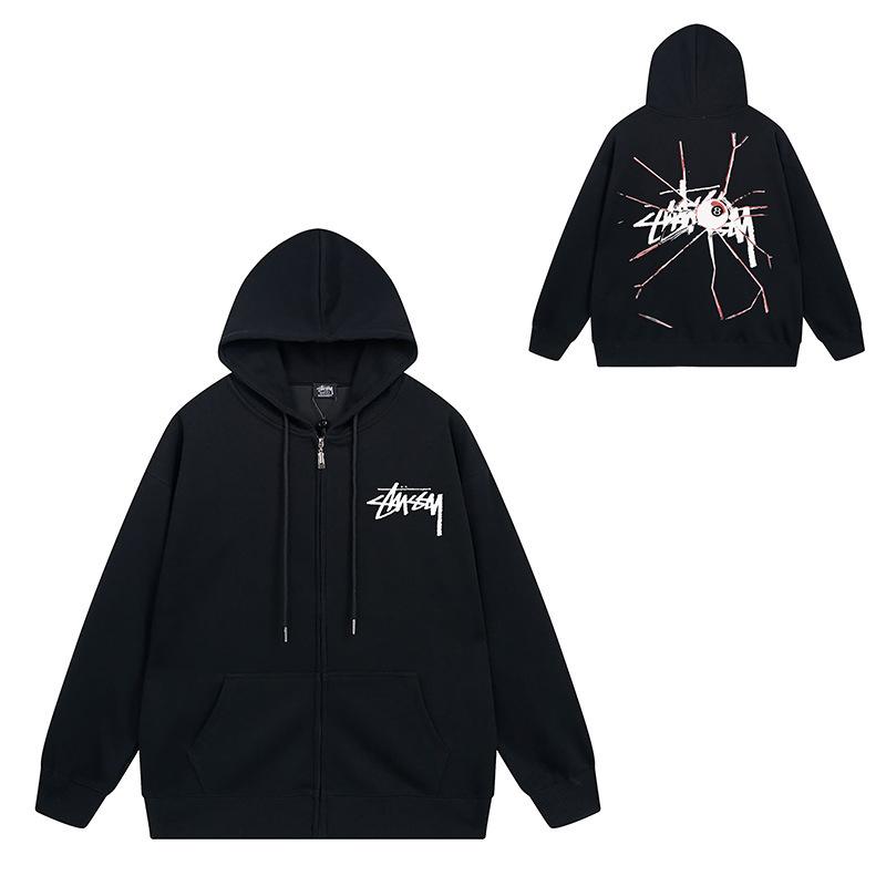 Trendy brand zipper hooded autumn and winter new letter flame pai jiu couple coat