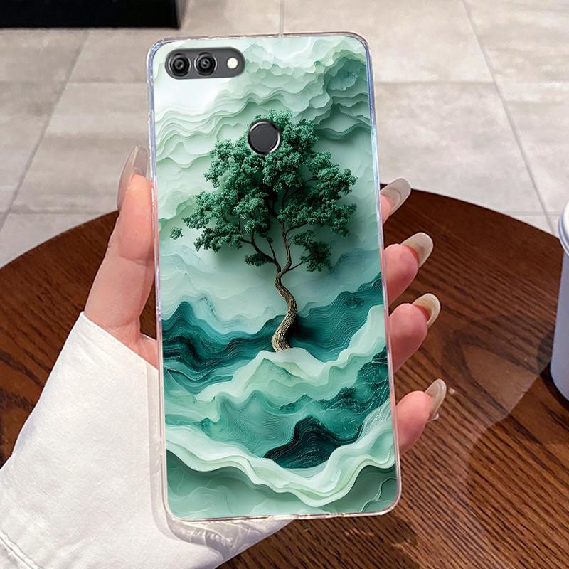 Jelly Casing For Huawei Y9 2018 / Enjoy 8 Plus Fundas Capa Clear Silicone Soft TPU Back Cover Cute Cat Rabbit Protective Case