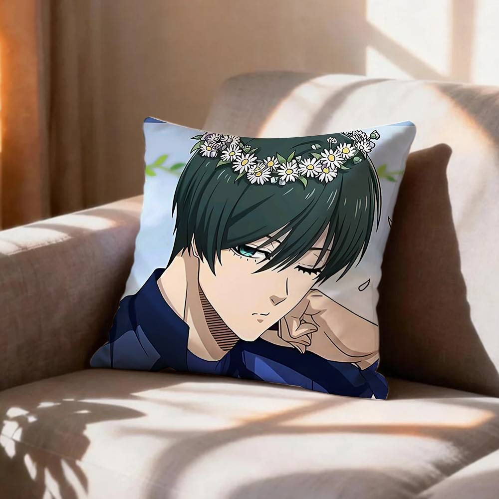 RRin Itoshi Blue Lock Cold Ace Style Pillow Case Pattern Printed Pillowcase For Living Room Sofa Cushion Cover