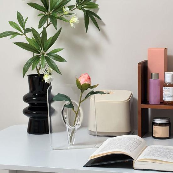 Yousheng Clear Plastic Vase Decorative Square/Butterfly Frame Vase for Wedding Party Table Home Dining Table Bookshelf Centerpiece House Warming Gifts