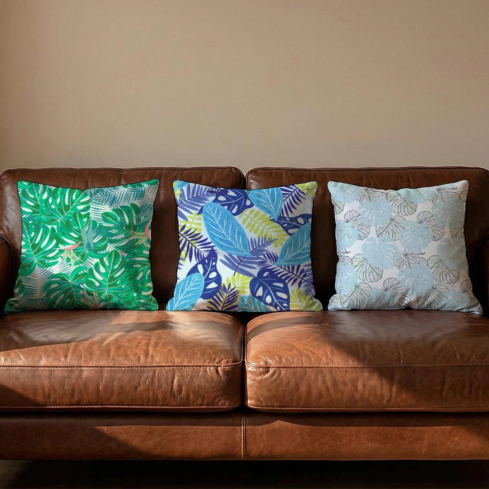 Tropical Palm Leaves Cushion Cover Soft Reversible Durable Pillow Cover MultiScene Use for Home Car Daily Comfort