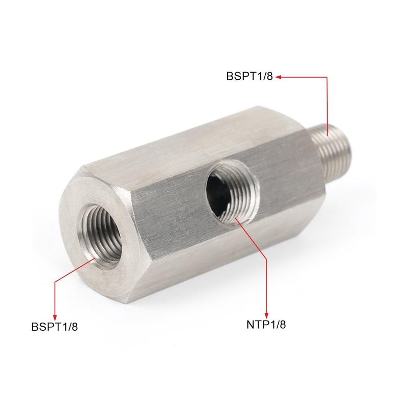 New Side Holes Oil Pressure Sensor Connector 1/8 NPT Female To 1/4NPT 1/8NPT 1/8BSPT M10 M12 M14*1.5 Feed Line Gauge Tee Adapter