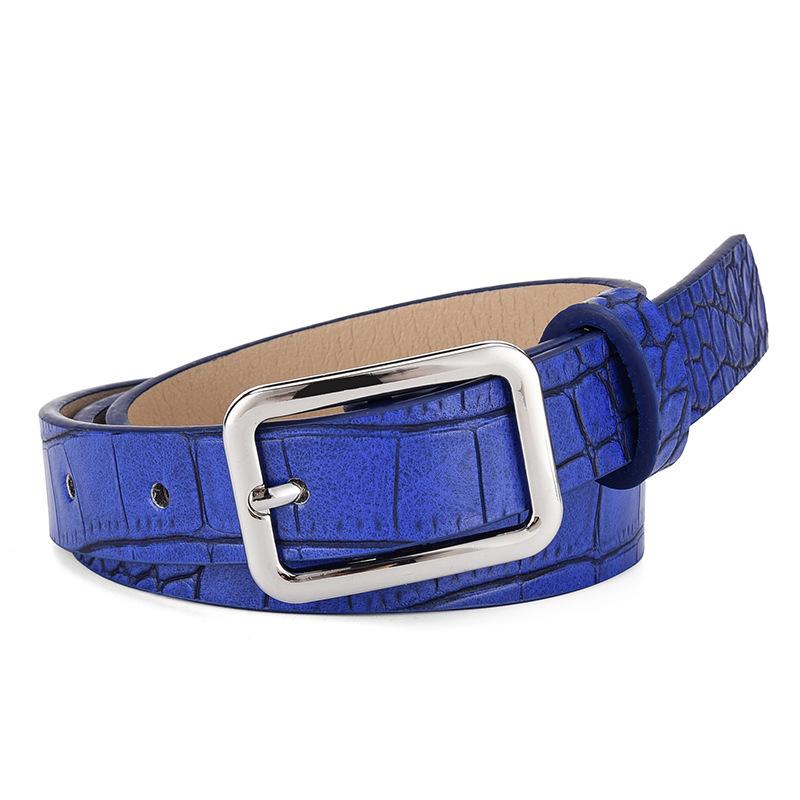 Belt Women'S Candy Color Crocodile Pattern Decorative Jeans Belt Simple Sun Buckle Casual Ladies Belt