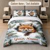 Wolf Fox Theme Custom Text Or Name 3Pcs Bedding Set 1 Flat Sheet & 2 Pillowcases Personalized Home Bedding