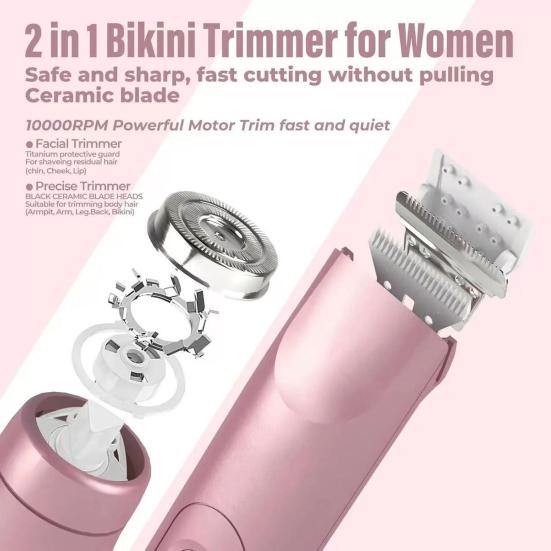Women Electric Shaver Double Heads USB Rechargeable Waterproof Portable Face Body Bikini Area Arm Leg Hair Removal Epilator Razor Trimmer