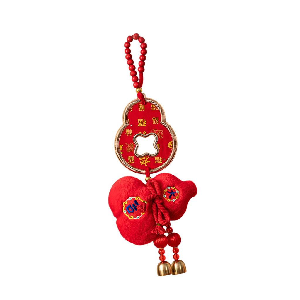 Plush Gourd Pendant Decorative with Tassels Chinese New Year Decoration Spring Festival Decor Hanging Ornament for Entrance Wall