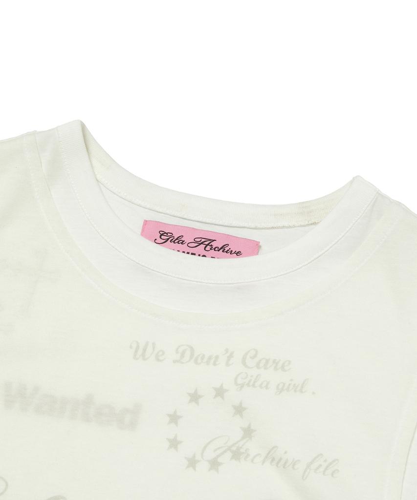 Gillaakaibeu Layered Doodle Sheer Crop T-Shirts_Ivory